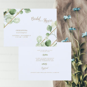 Möhippa för Ice Blue Eucalyptus Guld Text Inbjudningar