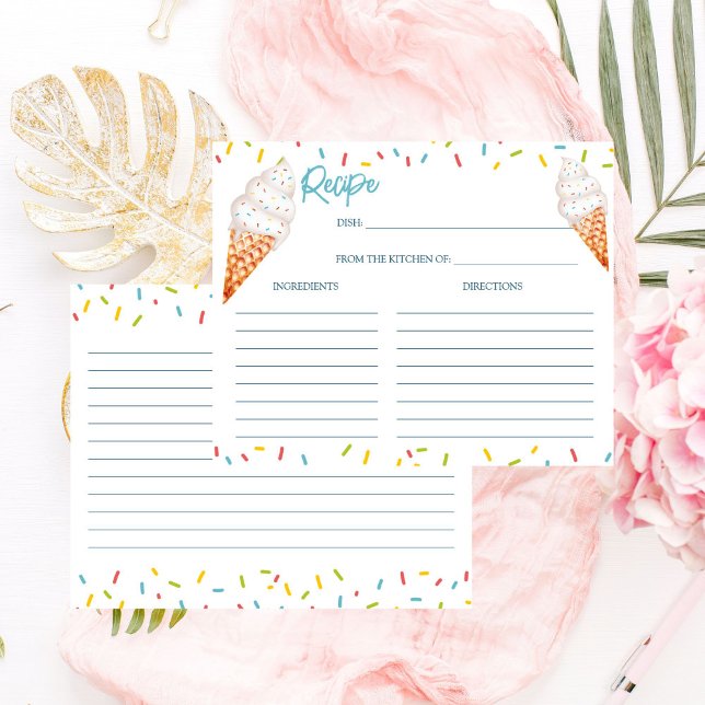Möhippa för isklassen för påfyllnad (She's been Scooped up ice cream bridal shower Recipe card summer cute funky recipe card)