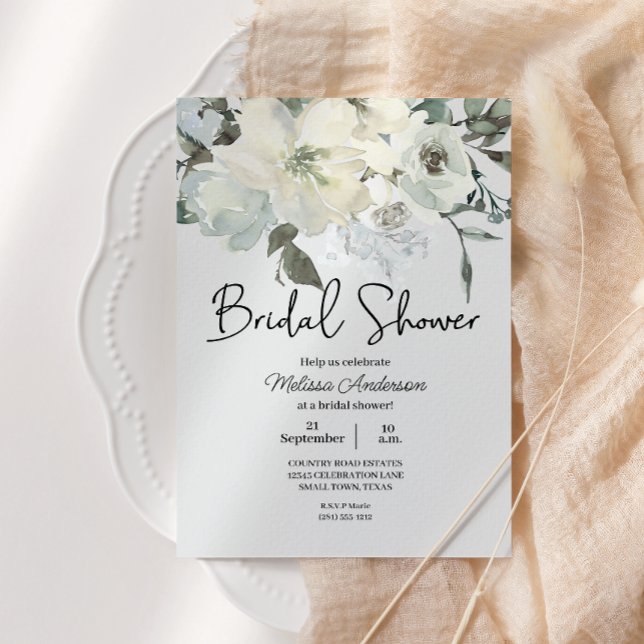 Möhippa för ivoriansk vit vattenfärg, Blommigt Inbjudningar (Skapare uppladdad)