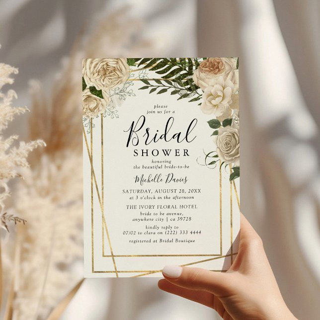 Möhippa för Ivory Blommigt Bouquet Elegant Inbjudningar (Skapare uppladdad)