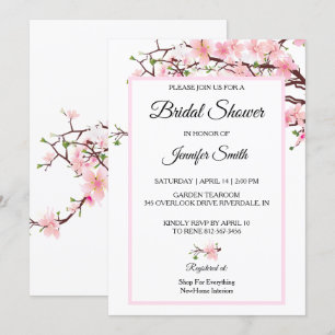Möhippa för körsbär Blommar Rosa Bröllop Card Julkort