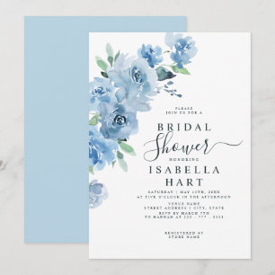 Möhippa för lätt Baby blue botanisk Blommigt Inbjudningar