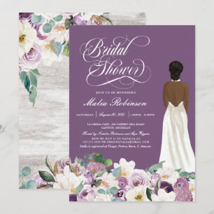 Möhippa för Lavender Lila Blommigt Elegant Gown Inbjudningar