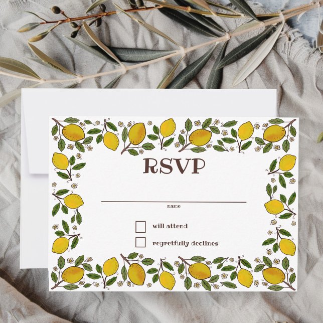 Möhippa för Lemons-ANPASSNINGSBARNA OSA Kort (Lovely Lemons CUSTOM BRIDAL SHOWER RSVP Card
)