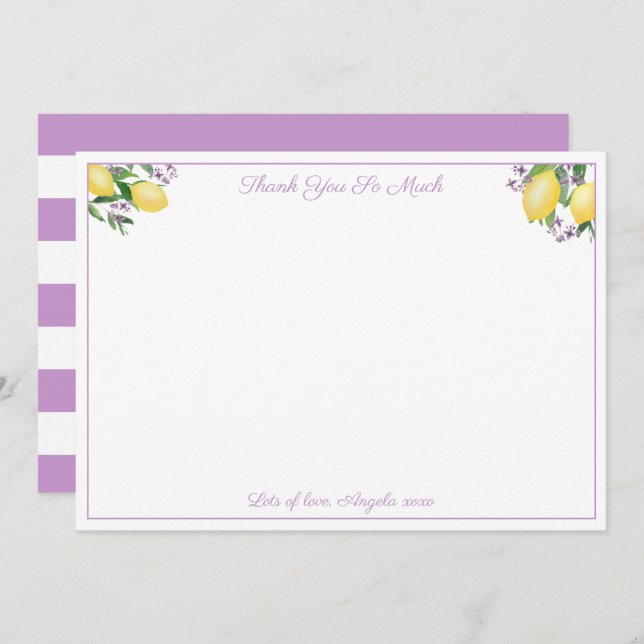 Möhippa för Lemons-Gultens Lila Tack Kort (Fram/baksida)