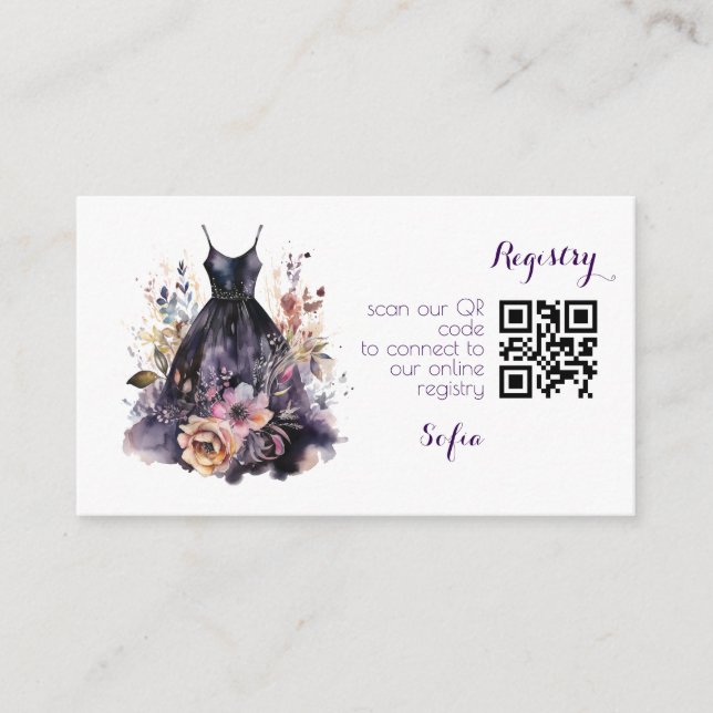 Möhippa för lila av vattenfärgssvart klänning tilläggskort (Framsida)