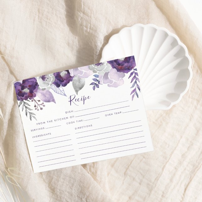 Möhippa för lila och Silver vattenfärg, recept (Purple & Silver Watercolor Bridal Shower Recipe)