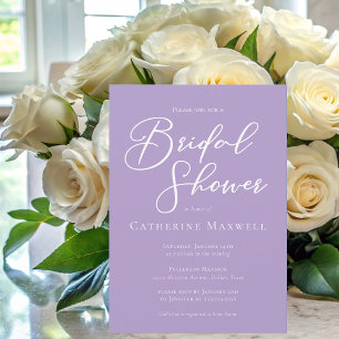 Möhippa för Loely Lilac Lila White Typography Inbjudningar