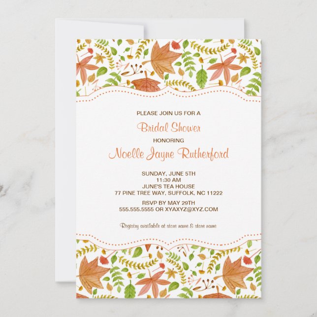 möhippa för löv av alla vattenfärger eller babydus inbjudningar (Framsida)