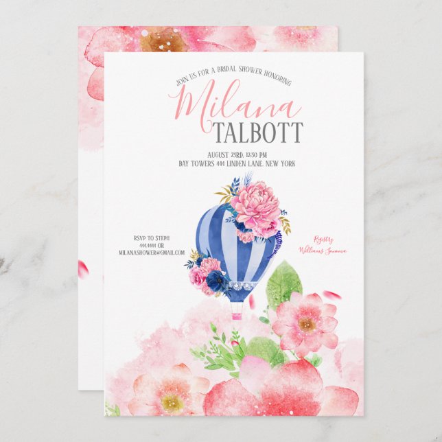 möhippa för Luftballong av  Blommigt Inbjudningar (Fram/baksida)