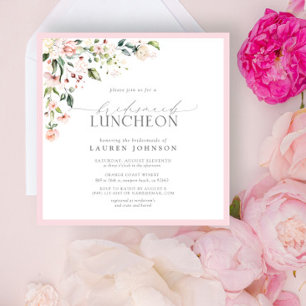 Möhippa för Luncheon-inbjudan till elegant Rosa Bl Inbjudningar