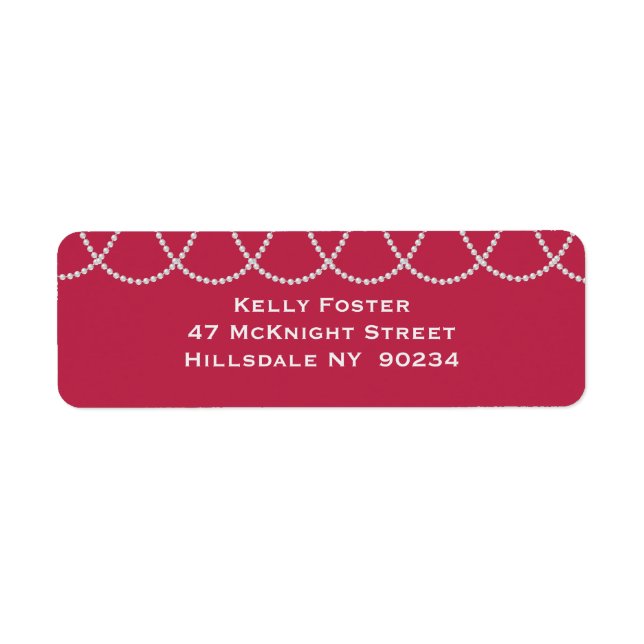 Möhippa för magenta och pärlor returadress etikett (Framsidan)
