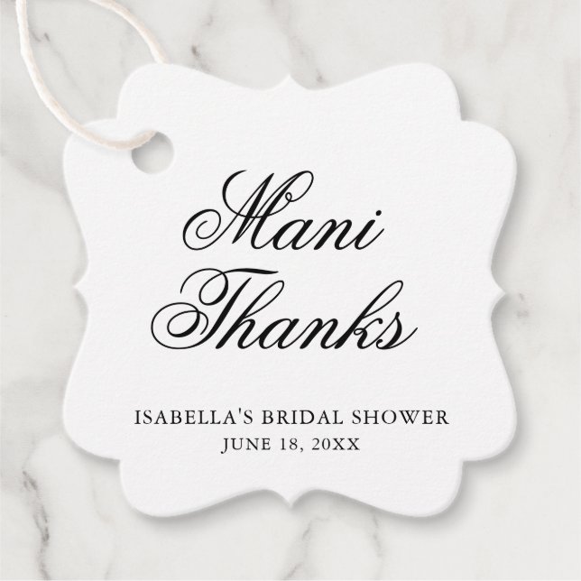 Möhippa för Mani-tack-Elegant Calligraphy Gåvor Etiketter (Framsida)