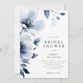 Möhippa för marin blå Blommigt Inbjudningar