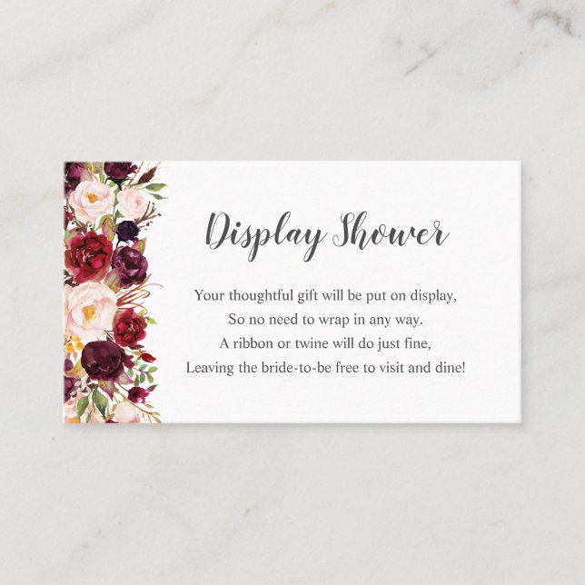 Möhippa för Marsala Blommigt Visning + märkre Visitkort (Framsida)