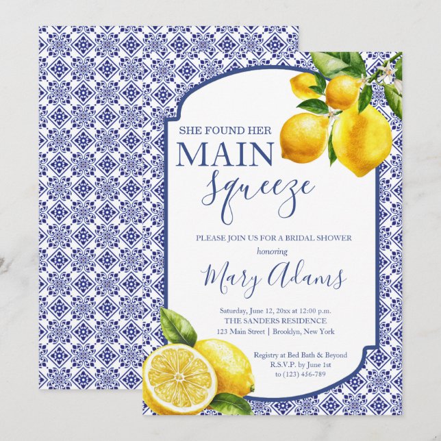 Möhippa för Medelhavspottanol (Main Squeeze) Inbjudningar (Fram/baksida)