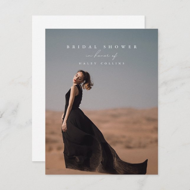 Möhippa för minimal Chic för elegant av skript med Inbjudningar (Fram/baksida)