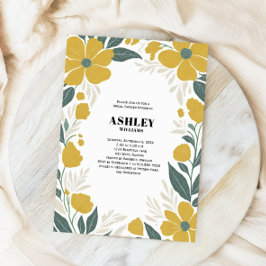 Möhippa för Modern Blommigt i Gult Inbjudningar
