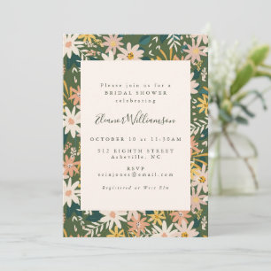 Möhippa för modern Boho Blommigt Peach och Grönt Inbjudningar
