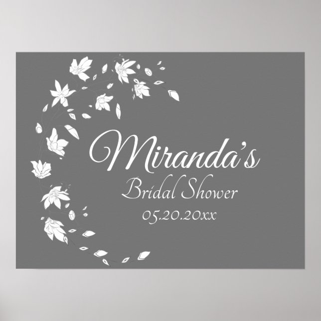 Möhippa för modern Grått & vit Blommigt Poster (Framsidan)