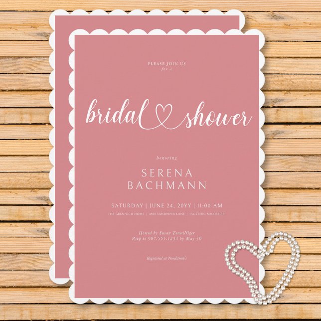 Möhippa för modern romsk minimal Rosa Inbjudningar (Modern Romantic Minimal Pink Bridal Shower Invitation)