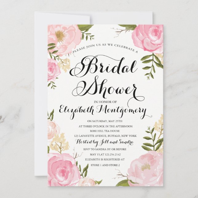 Möhippa för modern Vintage Rosa Blommigt Inbjudningar (Framsida)