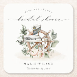 Möhippa för Nautisk ankarhjulsblad, Blommigt Underlägg Papper Kvadrat