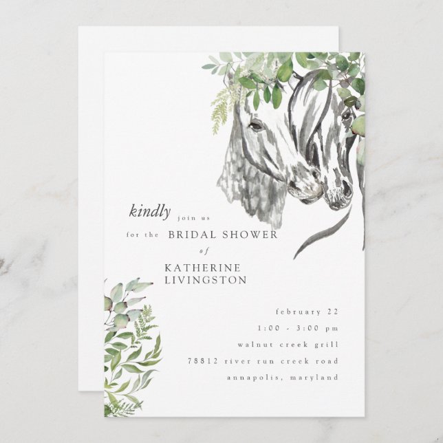 Möhippa för Neutralt av  av Rustic Horses Nuzzling Inbjudningar (Fram/baksida)