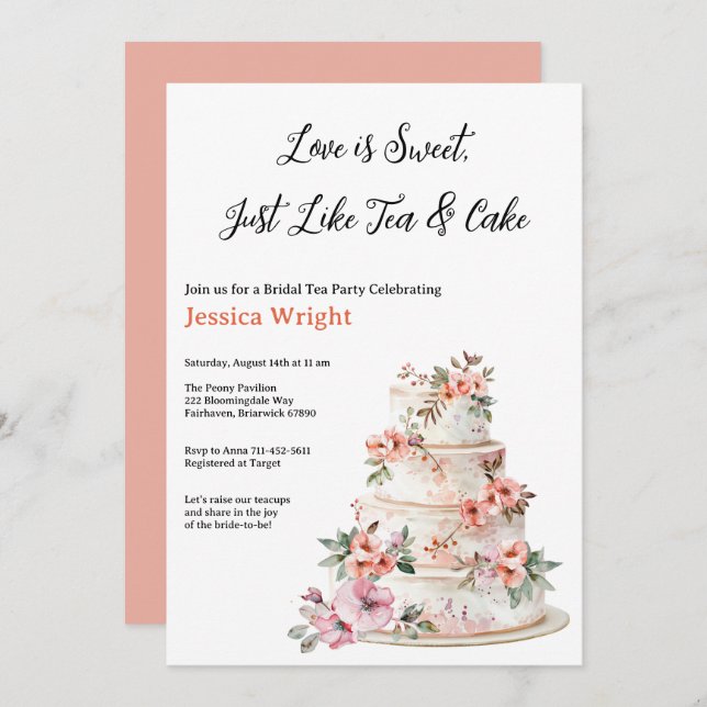 Möhippa för nivåindelad kummel för Blommigt och Or Inbjudningar (Fram/baksida)