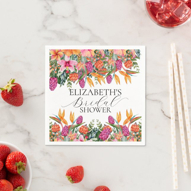 Möhippa för Orange av färgstark Rosa Tropiska Blom Pappersservett (Insitu)