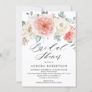 Möhippa för Peach Pastel Rosa Blommigt under somma Inbjudningar
