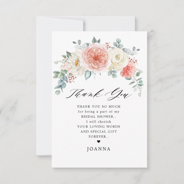 Möhippa för Peach Pastel Rosa Blommigt under somma Tack Kort (Framsida)