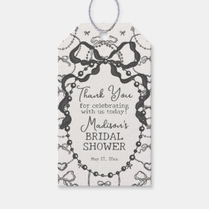 Möhippa för Pearls & Prosecco Black Bow Presentetikett