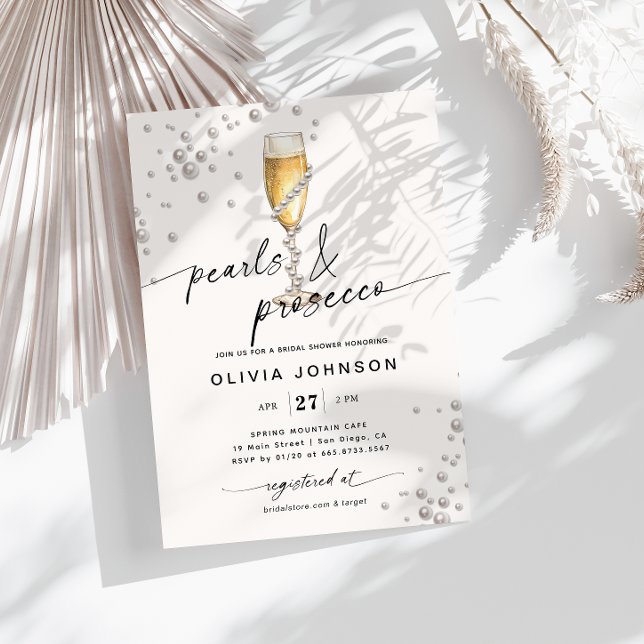 Möhippa för Pearls & Prosecco-Elegant Inbjudningar (Skapare uppladdad)
