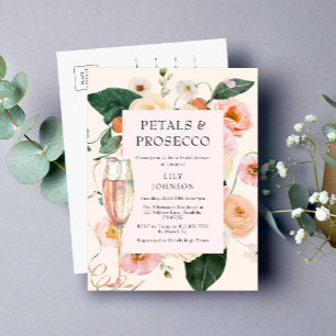 Möhippa för Petals- och Prosecco-Blommigt Inbjudan Vykort