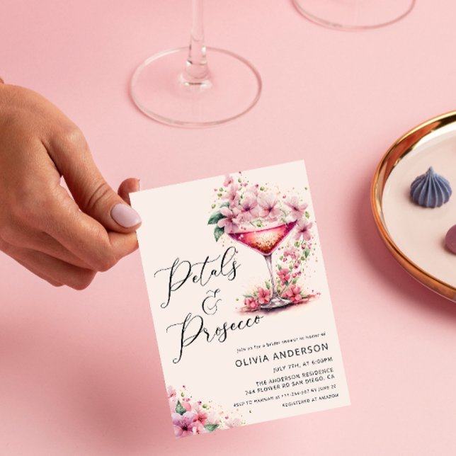Möhippa för Petals och Proseccos  Rosa Inbjudningar (Skapare uppladdad)