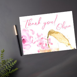 Möhippa för Petals och Proseccos Rosa Tack Kort