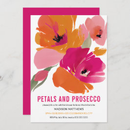 Möhippa för Petals & Prosecco Bright Abstrakt Blom Inbjudningar