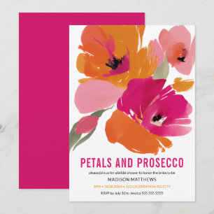 Möhippa för Petals & Prosecco Bright Abstrakt Blom Inbjudningar