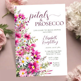 Möhippa för Petals & Prosecco Bright Rosa Blommigt Inbjudningar