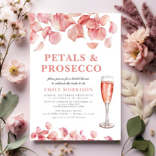 Möhippa för Petals & Prosecco Modern Rosa Blommigt Inbjudningar