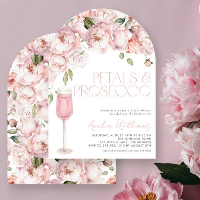 Möhippa för Petals & Prosecco Modern Rosa Blommigt Inbjudningar (Skapare uppladdad)