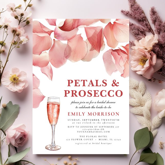 Möhippa för Petals & Prosecco Modern Rosa Blommigt Inbjudningar (Skapare uppladdad)
