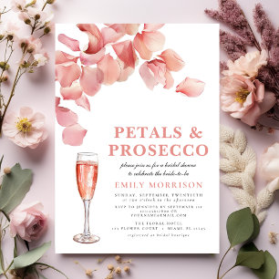 Möhippa för Petals & Prosecco Modern Rosa Blommigt Inbjudningar