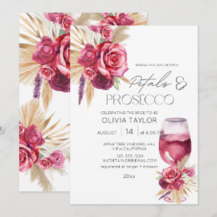 Möhippa för Petals & Prosecco Watercolor Blommigt Inbjudningar