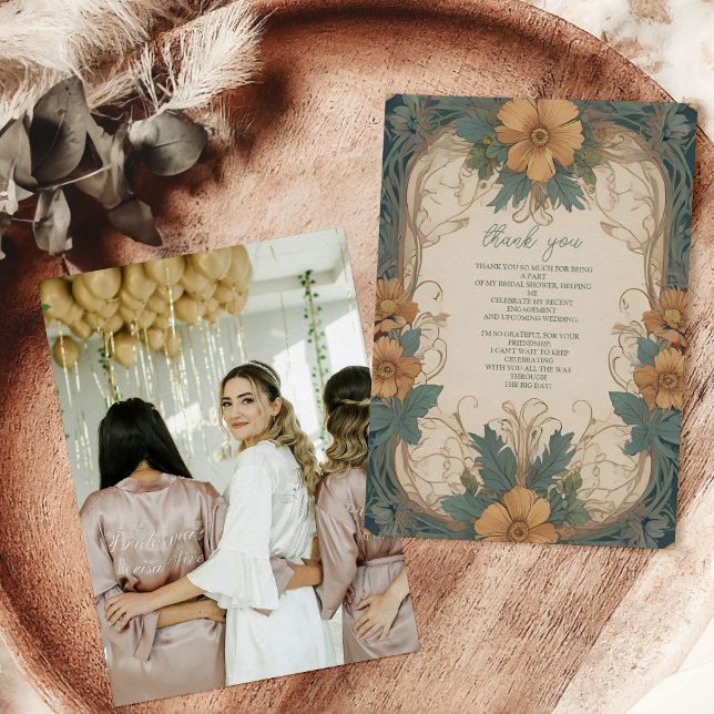 Möhippa för Photo Elegant Art nouveau Blommigt Tack Kort (Skapare uppladdad)