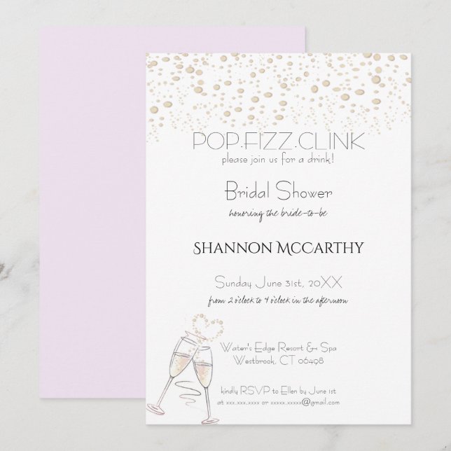 Möhippa för popup-fizz-kluster inbjudningar (Fram/baksida)