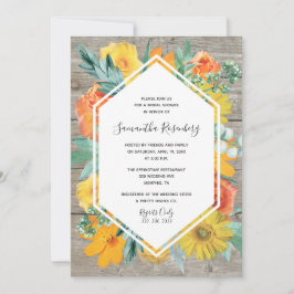 Möhippa för ram för solnedgångblom blom- inbjudningar