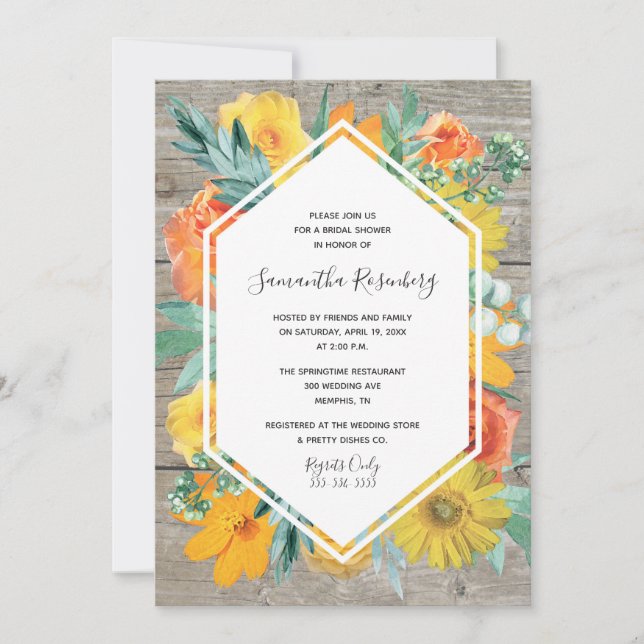 Möhippa för ram för solnedgångblom blom- inbjudningar (Framsida)