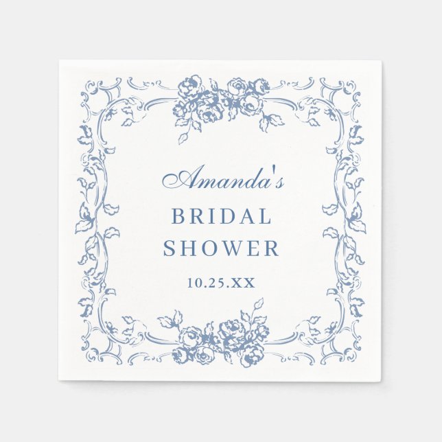 Möhippa för renaissance av  för blå Blommigt Pappersservett (Framsidan)